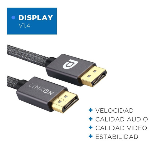 Imagen 2 de 10 de Cable Displayport 8k (8k 60hz/4k 144hz/ 2k 165hz) V1.4 2m