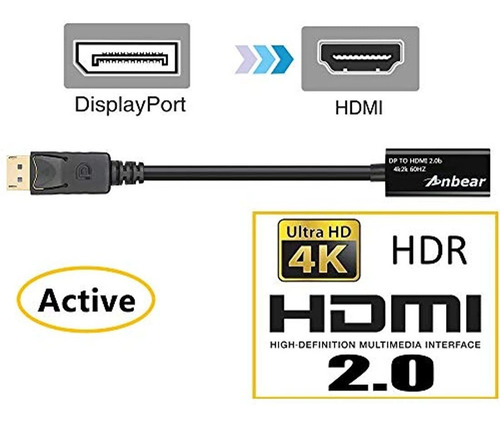 Imagen 3 de 6 de Puerto De Pantalla Activo A Adaptador Hdmi 2.0, Adaptador