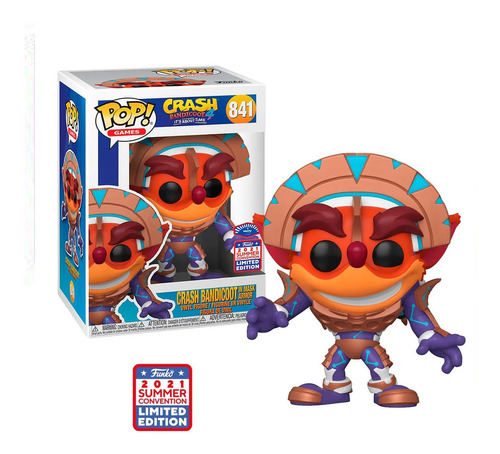 Funko Pop! Crash Bandicoot In Mask Armor Metallic Funkon Exc