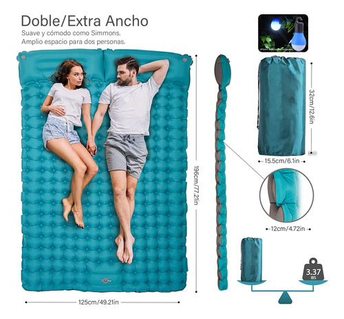 Almohadilla Inflable Para Dormir Con Bomba De Pie Verde