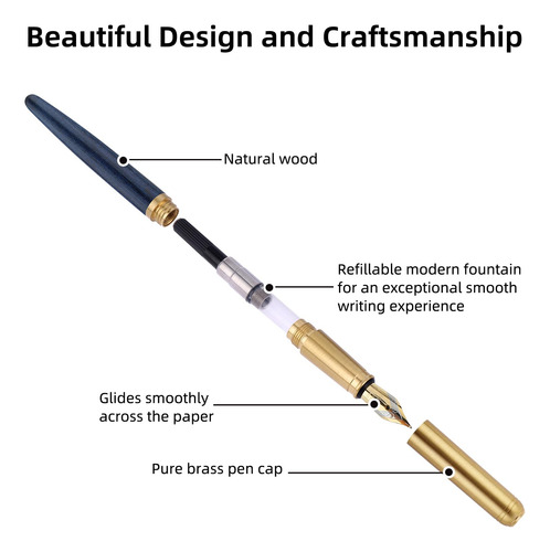 Plumas Estilográficas De Madera Hechas A Mano Punta Fina