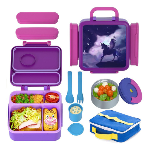 Bento Box Niños - Lonchera Aislante Termo Alimentos Ca...