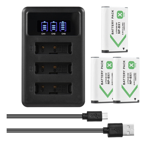 Batería De Carga Np-bx1 Baterías Con Vii/zv-1 Np-bx1 + Usb