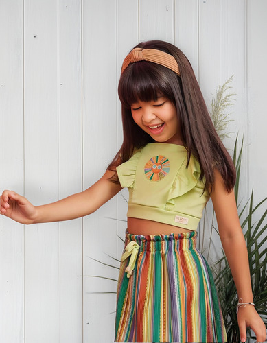Conjunto Infantil Verão Saia Tule Candy Color Blogueirinha