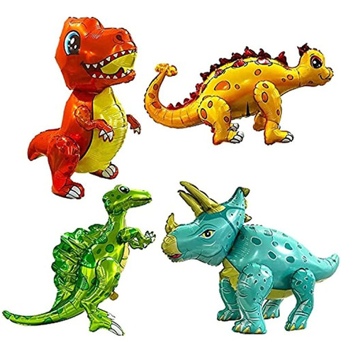 Paquete De 4 Globos Gigantes De Dinosaurio Para Decoraciones