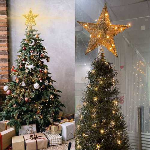 \/ Estrella Con Luz De 8 In Para Punta De Árbol De Navidad