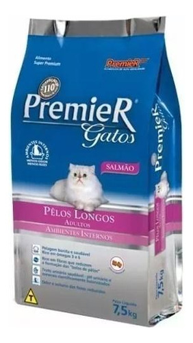 Alimento Premier Super Premium Pelos Longos para gato adulto sabor salmão em sacola de 7.5kg