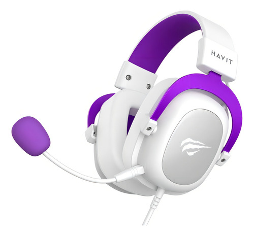 Fone Gamer Headset Havit H2002d Branco E Roxo Com Microfone