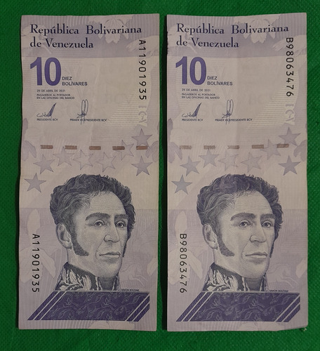 2 Billetes De 10 Bolivares Digitales  Venezuela, Serie A Y B