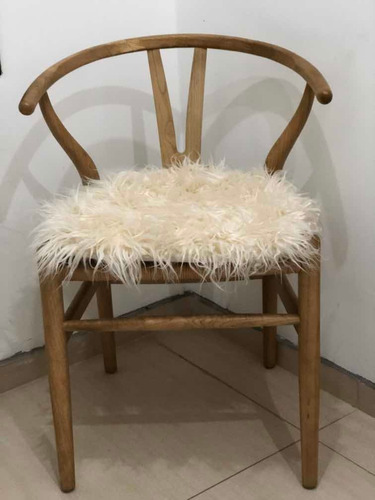 Almohadón Silla Wishbone Piel Pelo Largo Pack 4 Unid