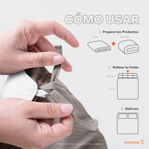 Juego de Funda Para Edredon Duvet con Textura Dreamlab, Tamaño Matrimonial, Color Arena