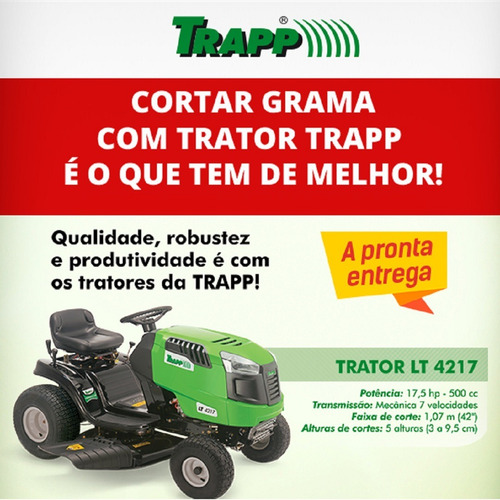 Trator Cortador De Grama A Gasolina 17,5hp Trapp Lt4217