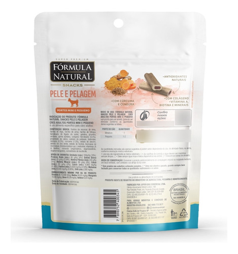 Snacks Pele E Pelagem Para Cães Mini E Pequenos 120g
