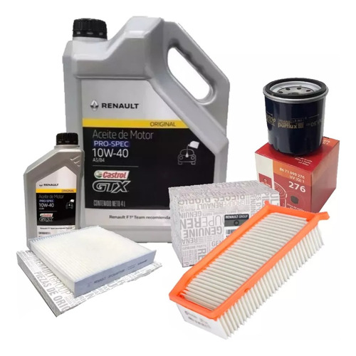 Kit Service 4 Filtros + Aceite 10w40 Renault + Mano De Obra