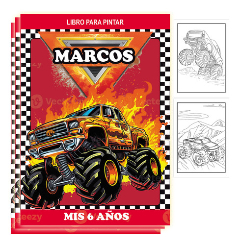 Kit Libro Para Pintar Imprimir Personalizado Monster Jam