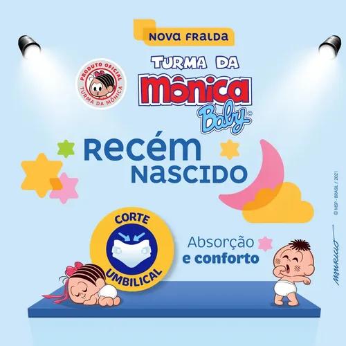 Fralda Descartável Turma Da Mônica Baby Recém-nascido Rn Pacote 36 Unidades  Sem Gênero