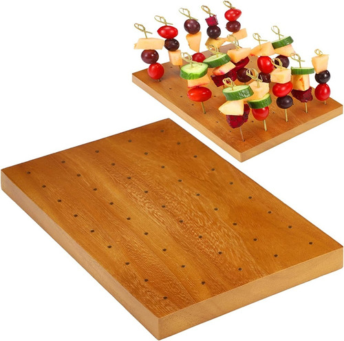 2 Soportes Para 45 Pinchos Palillos Tabla Madera Catering