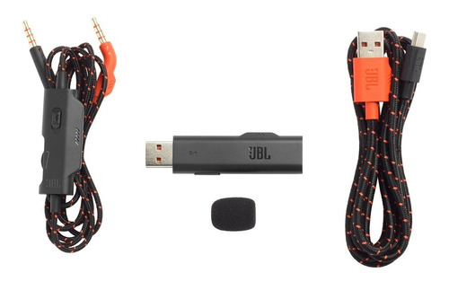 Auriculares Gamer Jbl Quantum 600 Rgb Wireless Negros Color Negro Color de la luz Naranja oscuro