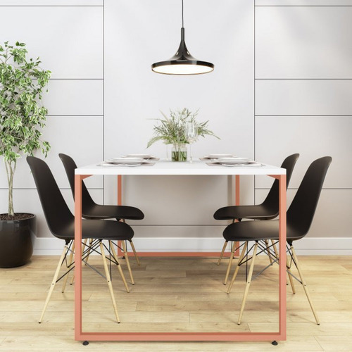 Juego de mesa de comedor industrial con base de 4 sillas