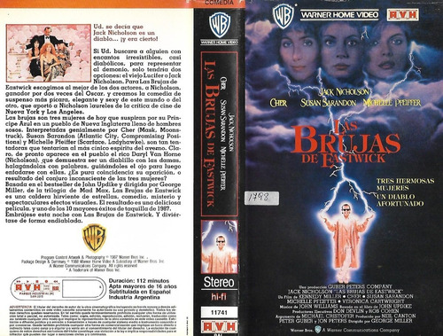 Las Brujas De Eastwick Vhs Jack Nicholson Pfeiffer Cher