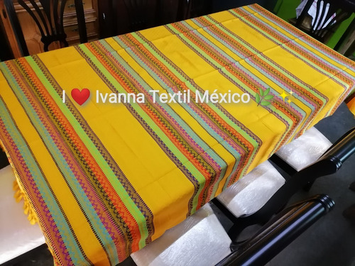 Mantel Artesanal Mexicano Koke Canario 1.50 M X 2.50 M 