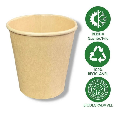 Copo De Papel Fibra De Bambu 110ml 100% Biodegradável 1000un