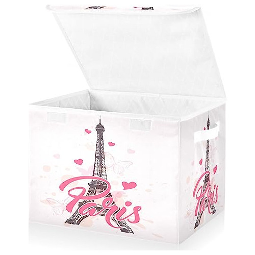 Caja De Almacenamiento Torre Eiffel Con Tapa, Rosa