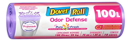 Saco Para Lixo Odor Defense Lilás 100l 10un - Dover Roll