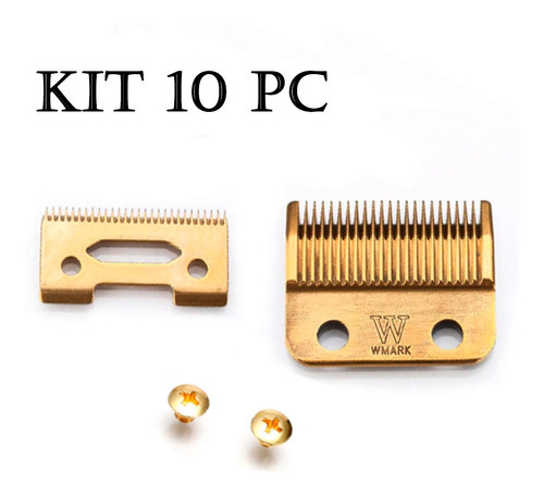 Kit10 Lâmina Wmark Taper Profissional Aço D16 Gold