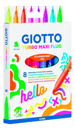 Marcadores 8 Colores Turbo Maxi Fluo Giotto Fluorescente 
