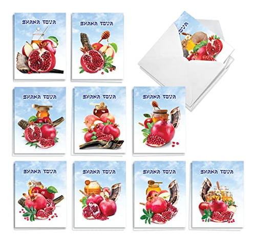 - 20 Rosh Hashanah Note Cards (10 Designs, 2 Each) - Re...