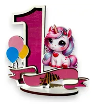 Comprar 20 Souvenirs Cumpleaños\u002Fnumero Laminado Unicornio En Mdf