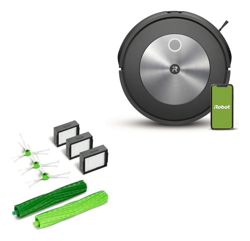 Aspiradora Irobot Roomba J7 + Kit Mantenimiento Roomba Color Gris Oscuro