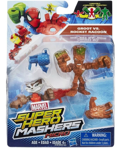 Marvel Super Hero Mashers Micro Groot Vs Rocket Hasbro 