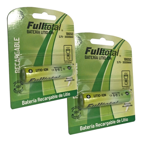 Imagen 2 de 3 de Kit Cargador Doble + 2 Pilas 18650 3ah Fulltotal P Linternas