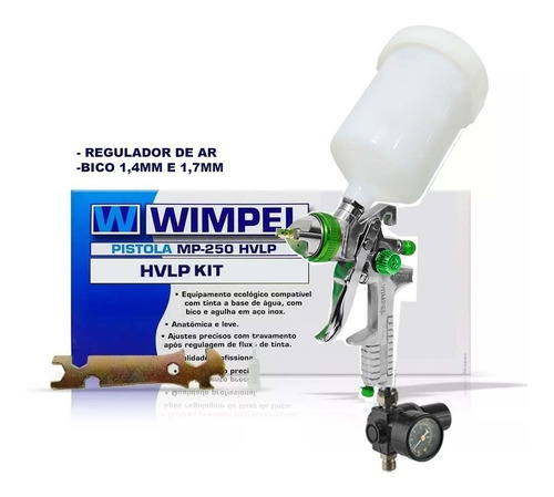 Imagem 4 de 5 de Pistola Mp-250 Gravidade Hvlp 2 Bicos 1,4mm E 1.7mm Wimpel