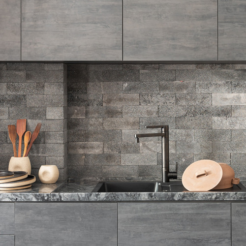 Pedra Hitam Tijolo Lisa Hitam Brick 23x75 Black Lava Brick