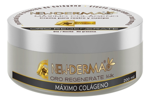 New Derma Crema Multipro Oro Regenerante 14k 200ml Colágeno 