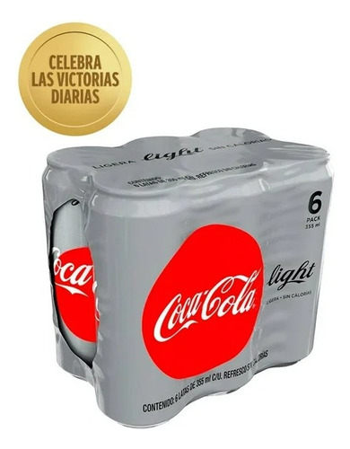 2 Pza Refresco Coca Cola Light 6 Latas De 355 Ml C/u