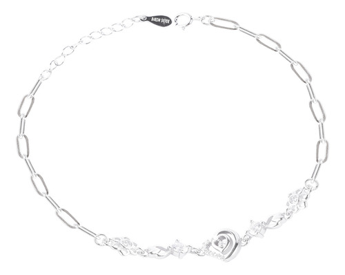 Pulsera De Plata Esterlina 925 Flor Corazon Ajustable