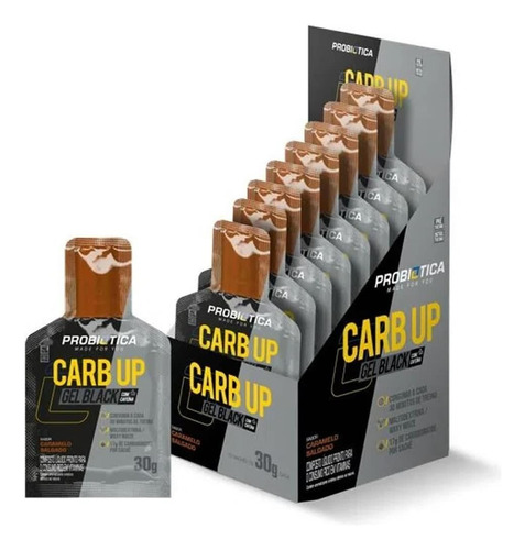 Carb Up Black Gel - Caixa 10 Sachês - Probiótica Sabor Caramelo Salgado