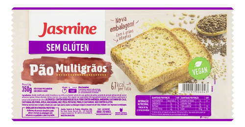 Pão de Sanduíche Multigrãos sem Glúten Jasmine Pacote 350g