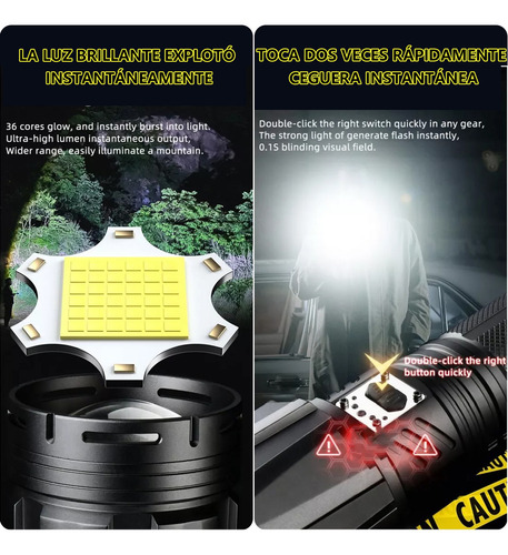 Ratorch Linterna Recargable Con Zoom 15000lm De 150w 800 M,xhp360,7 Modos Iluminación
