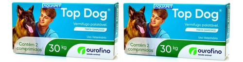 Top Dog Vermifugo C/2comp 30kg Ouro Fino Kit 2 Uni