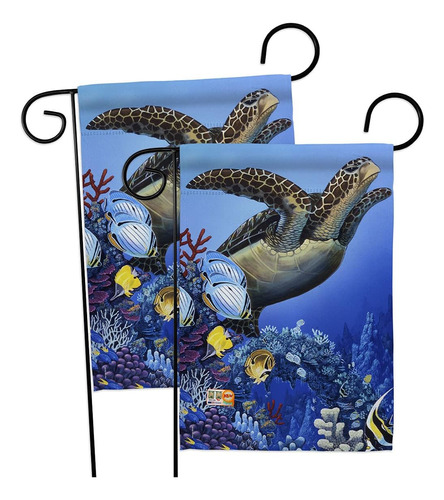 Bandera De Jardín Breeze Decor Of The Sea Turtle, Paquete De