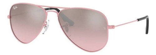 Óculos de sol Ray-Ban Aviador Junior 8-12 anos armação de metal cor polished pink, lente pink de plástico degradada, haste polished pink de metal - RJ9506S