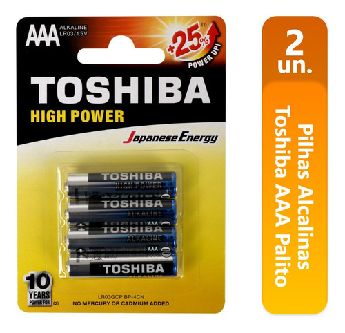 Pilhas Alcalinas Toshiba Aaa Palito Cartela Com 4 Unidades