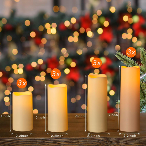 Juego De 12 Velas Parpadeantes Sin Llama, Funciona Con Pilas