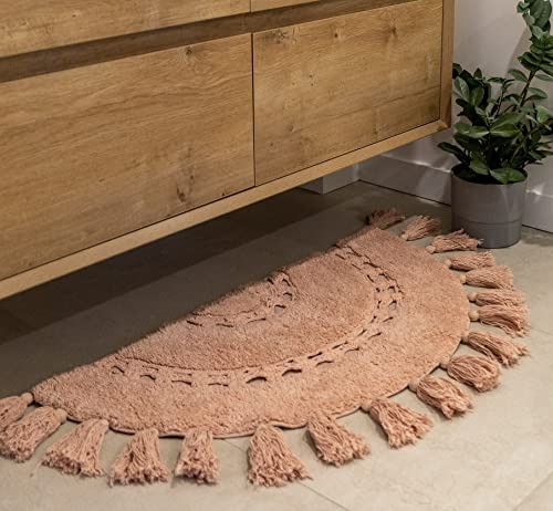 Alfombra De Baño Bohemia De Medio Círculo Con Borlas E Inser