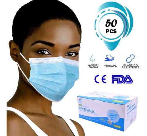 Cubrebocas Mascarilla Tricapa Caja De 50 Piezas Face Mask